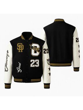 SneakGallery Mens Medium GOAT Varsity Jacket Black White Chicago 23